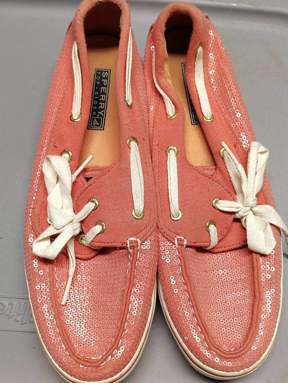 Sperry Sequin Coral Slip-On Boat Shoes